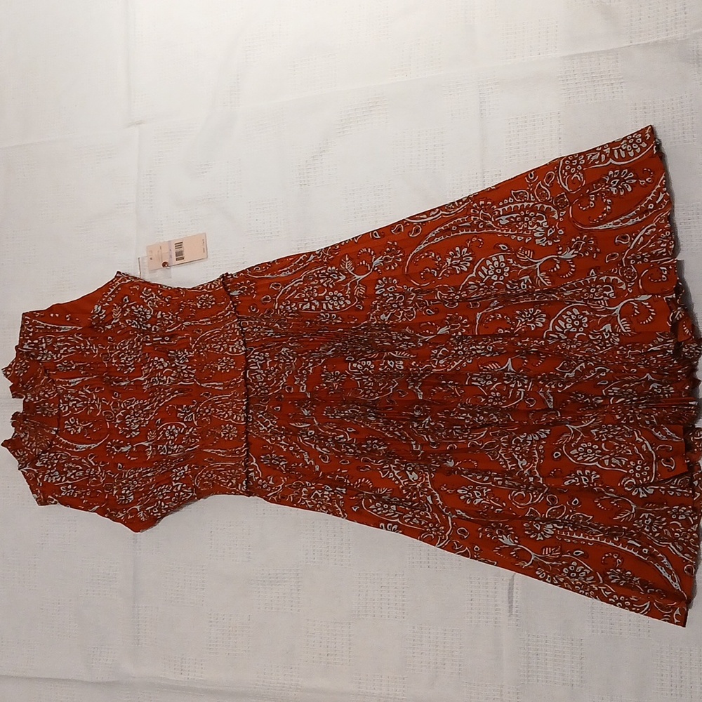 Nanette Lepore orange pleated 6petite dress